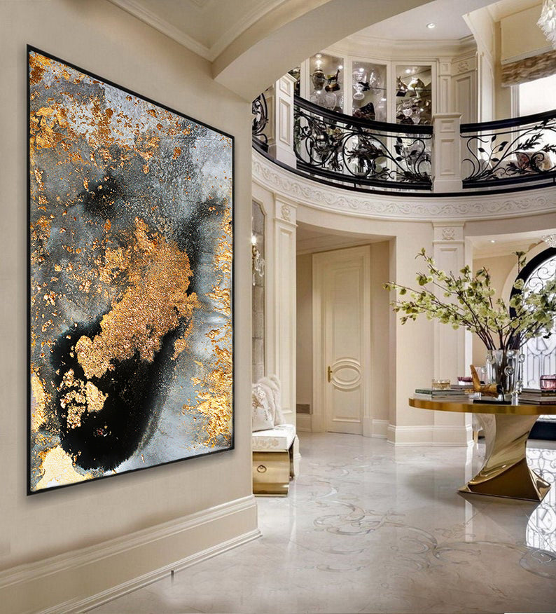 Extra Large Wall Art Set of Two Abstract Paintings 2 Canvas Prints Bla –  Julia Apostolova