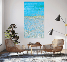 Sardinian Waters, Tropical Wall Art in living room setting, Large Canvas Print, Perfect Coastal Relaxing Gift for Sea Lover, turquoise waters, zen minimalist art, gift for him