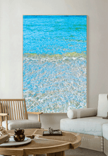 Sardinian Waters, Tropical Wall Art in living room setting, Large Canvas Print, Perfect Coastal Relaxing Gift for Sea Lover, turquoise waters, zen minimalist art