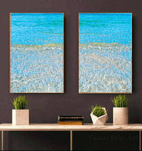Turquoise Waters Set of Two Wall Art, Relaxing Wall Art in living room setting, Coastal Decor, Zen Canvas Print, Abstract Tropical Waters, Gift for someone special and gift for sea lover.