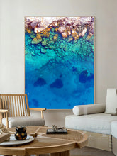 Huge Coastal Wall Art Decor, Extra Large Aerial Coastline Canvas Prints, Turquoise Waters, Rocks, Pebbles, Trend Wall Decor