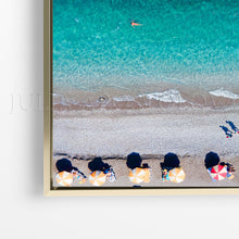 Aerial Beach Wall Art, Beach Umbrellas Turquoise Waters, Ocean Waves Canvas Print Coastal Zen Decor