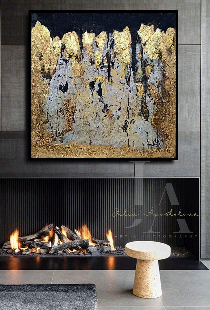 Black, White & outlet Silver Modern Contemporary Resin Painting - Minimalist Wall Art