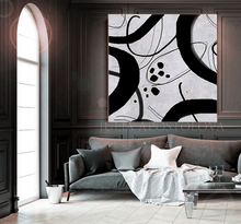 Black White Geometric Abstract Wall Art Painting of Organic Shapes & Swirling Dark Lines Canvas Art, Black White Abstract Painting Large Wall Art for Modern Decor, Black White Canvas Art, textured painting, black and white wall art by Julia Apostolova, organic shapes, moon agate, geode wall art, geode painting, wall decor, interior art, livingroom wall decor, art for living room, dart for dining room, office art, textured wall art , interior designer, art for him, living room wall decor, art above couch