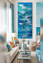 Shimmering Lagoon – Original Abstract Seascape Painting in Teal, Turquoise & Silver