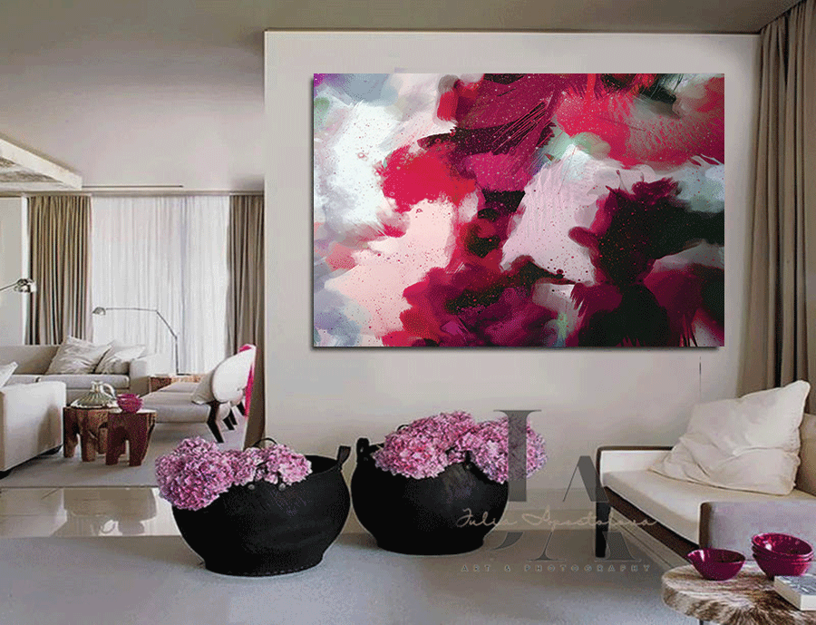 Abstract Art, retailer Fuchsia Pink and Silver Textured, Wall Art, Artwork, Original Painting 12x12 Inch - MADE by Beanz Vicente