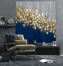 Navy Blue Gold Abstract Painting, Large Minimalist Wall Art, Unique Gold Leaf Canvas Modern Decor, Julia Apostolova, Abstract Original Painting Textured Art with Gold and Silver Leaf for Luxury Wall Decor 'Autumn Jewels', Modern Design, Interior Designer, Luxury Wall Art, Contemporary Art, Glitter Gold Painting, Luxury Art, Glam Art, Livingroom Wall Art Decor, Bedoom Art, Minimal Art, Gift for Him, Gift for Her, Office Art, Father's Day Gift, Art for Living Room, Abstract Art, Glam Decor