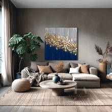 Boho Art, Navy Blue Gold Abstract Painting, Large Minimalist Wall Art, Unique Gold Leaf Canvas Modern Decor, Julia Apostolova, Abstract Original Painting Textured Art with Gold and Silver Leaf for Luxury Wall Decor 'Autumn Jewels', Modern Design, Interior Designer, Luxury Wall Art, Contemporary Art, Glitter Gold Painting, Luxury Art, Glam Art, Livingroom Wall Art Decor, Bedoom Art, Minimal Art, Gift for Him, Gift for Her, Office Art, Father's Day Gift, Art for Living Room, Abstract Art, Glam Decor