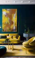 Yellow Copper Abstract Large Wall Art Canvas Print Summer Modern Yellow Painting Julia Apostolova interior decor modern art