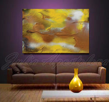 Yellow Copper Abstract Large Wall Art Canvas Print Summer Modern Yellow Painting Julia Apostolova interior decor modern art