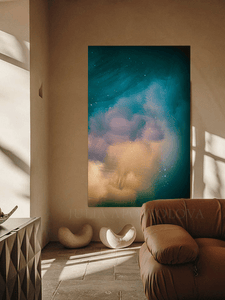 Teal Wall Art Oversize Abstract Painting Textured Canvas Print, Livingroom, Bedroom, Boho Wall Decor, Large Canvas Art Abstract, Print Wall Art, Boho Decor, Contemporary Wall Decor, Abstract Wall Art, Large Canvas Print, Teal Minimal, Modern Painting, Minimalist Painting, Julia Apostolova, Abstract Wall Art Elegant Painting, Large Wall Art, Modern Decor, oil wall art, wall decor, teal wall art, celestial painting, modern decor, zen wall art, zen painting, trend art, large art, living room, interior, hallway