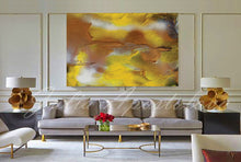 Yellow Copper Print, Canvas Art, Abstract, Large Wall Art, Canvas Print, Summer Modern Yellow Painting Julia Apostolova interior decor modern art
