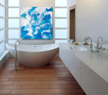 Spa Wall Art Bathroom Decor Abstract Ocean Painting, Sea Waves, Turquoise Blue White Canvas Print, Ocean Wall Art, Ocean Abstract Canvas, Nautical Decor, Kids Room Art, Bedroom Art, Bathroom Art, Julia Apostolova, Interior Decor, Design, Living Room, Hotel Decor, Home Decor, Interior Designers, Airbnb Decor