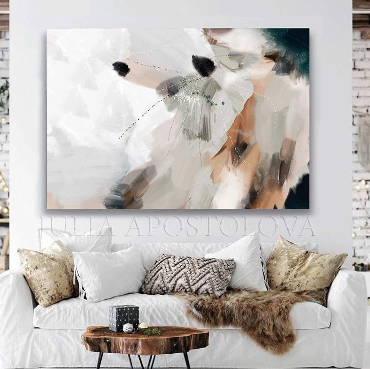 Neutral Wall Art Beige Abstract Minimalist Painting Earth Colors Large Canvas Formal Living Room Art