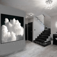 Large Black White Cloud Painting Canvas Print, Black Art, Large Cloud Wall Art Canvas, Modern Decor, luxury interior design, lobby decor, livingroom, large wall art, minimal art print, minimal art canvas, oil cloud painting, large black wall art, large black painting, abstract, julia apostolova, interior designer, Interior Ideas, cloudscape oil painting, master bedroom art, office wall art, art gift for him, home decor ideas modern wall art, art for lounge room, art for living room, trendy decor, textured