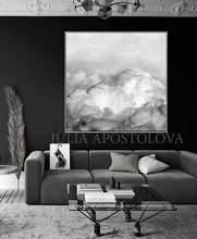 White Cloud Art Large Painting Canvas Print Elegant White Gray Wall Art Minimalist Decor Trendy Art
