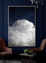 Extra Large Cloud Wall Art, Oversized Blue Painting Canvas Print Modern Trend Decor Abstract Clouds Blue Decor, Cloud Art Painting Canvas Print Large Modern Trend Decor Abstract Clouds Dark Blue Decor, Blue Wall Art in living room decor setting. Dark Art in office decor. Dark Teal Painting Abstract Large Cloud Wall Art on high qualify Canvas from Original Cloud Painting by artist Julia Apostolova, perfect Teal Wall Art for Bedroom, Living room, Office, Hotel, Restaurant, gift for him, luxury decor