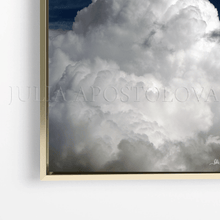 Extra Large Cloud Wall Art, Oversized Blue Painting Canvas Print Modern Trend Decor Abstract Clouds Blue Decor, Cloud Art Painting Canvas Print Large Modern Trend Decor Abstract Clouds Dark Blue Decor, Blue Wall Art in living room decor setting. Dark Art in office decor. Dark Teal Painting Abstract Large Cloud Wall Art on high qualify Canvas from Original Cloud Painting by artist Julia Apostolova, perfect Teal Wall Art for Bedroom, Living room, Office, Hotel, Restaurant, gift for him