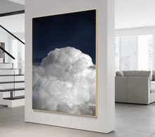 Extra Large Cloud Wall Art, Oversized Blue Painting Canvas Print Modern Trend Decor Abstract Clouds Blue Decor, Cloud Art Painting Canvas Print Large Modern Trend Decor Abstract Clouds Dark Blue Decor, Blue Wall Art in living room decor setting. Dark Art in office decor. Dark Teal Painting Abstract Large Cloud Wall Art on high qualify Canvas from Original Cloud Painting by artist Julia Apostolova, perfect Teal Wall Art for Bedroom, Living room, Office, Hotel, Restaurant, gift for him