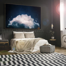 Cloud Painting, Navy Blue Painting, Large Cloud Wall Art Canvas Dark Navy Blue Abstract Trending Art, dark teal wall art, cloud wall art print, Julia Apostolova, dark teal art, dark sky and stars,  dark sky, bedroom art, office art, gift fro him, dreaming art, oil painting, blue art, blue painting, huge canvas, large wall art