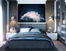 Cloud Painting, Navy Blue Painting, Large Cloud Wall Art Canvas Dark Navy Blue Abstract Trending Art, dark teal wall art, cloud wall art print, Julia Apostolova, dark teal art, dark sky and stars,  dark sky, bedroom art, office art, gift fro him, dreaming art, oil painting, blue art, blue painting, huge canvas, large wall art