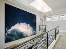 Cloud Painting, Navy Blue Painting, Large Cloud Wall Art Canvas Dark Navy Blue Abstract Trending Art, dark teal wall art, cloud wall art print, Julia Apostolova, dark teal art, dark sky and stars,  dark sky, bedroom art, office art, gift fro him, dreaming art, oil painting, blue art, blue painting, huge canvas, large wall art