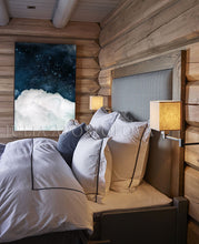 Blue Wall Art Cloud Painting, Dark Sky White Clouds, Large Canvas Cloud Abstract Galaxy Trendy Decor, Minimalist Art, Trend Wall Art, Julia Apostolova, bedroom art, interior, chalet, design decor, cumulus cloud, cumulus, white clouds artover bed, livingroom art, large wall art, home decor, celestial watercolor, celestial wall art, abstract clouds, abstract cloud wall art, abstract, cloud painting, boys room decor, office wall art, modern decor, luxury, textured canvas, hotel lobby decor, cloudscape
