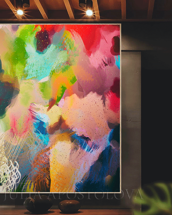 Floral Wall Art Colorful Abstract Painting Print Large Canvas Bold Art –  Julia Apostolova