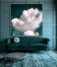 Teal White Wall Art Clouds Stars, Large Modern Canvas Print Cloud Painting Celestial Art Trend Decor, bedroom decor, large canvas, julia apostolova, office decor, home decor, cloud wall art, framed cloud art, unique wall art, trending now prints, dark teal painting, dark teal prints, cloud canvas print, cloud painting, trending decor, cloud art print, living room decor, large wall art, modern trending wall art, nordic decor, boho art, scandi wall art