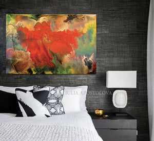 Flower Abstract Wall Art ,Spring Decor, Gallery Wrapped Canvas Print, Contemporary Painting, Colour Art, Julia Apostolova, Huge Wall Art, Colorful Wall Art, Floral Painting, Wall Decor, Gift for Her, Livingroom Decor, Autumn Art, Spring Art, Bedroom Art