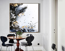 Black White Gold Wall Art, Elegant Abstract Painting with Gold Leaf, Textured Canvas Print, Julia Apostolova, Gold Leaf Painting, Black and White Art, Minimalist Painting, Modern, Contemporary, Wall Art Decor, Interior, Luxury, Modern Watercolor Painting, Gray Black White Gold Abstract Wall Art Canvas Print, Office Decor, Home Decor, Embellished Canvas, Gold Leaf Abstract, Abstract Watercolor, Livingroom Decor, Bedroom Art, Trendy Wall Art, Art Gifts, Shining Accents, Textured Canvas, Minimal Artwork
