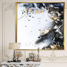 Black White Gold Wall Art, Elegant Abstract Painting with Gold Leaf, Textured Canvas Print, Julia Apostolova, Gold Leaf Painting, Black and White Art, Minimalist Painting, Modern, Contemporary, Wall Art Decor, Interior, Luxury, Modern Watercolor Painting, Gray Black White Gold Abstract Wall Art Canvas Print, Office Decor, Home Decor, Embellished Canvas, Gold Leaf Abstract, Abstract Watercolor, Livingroom Decor, Bedroom Art, Trendy Wall Art, Art Gifts, Shining Accents, Textured Canvas, Minimal Artwork