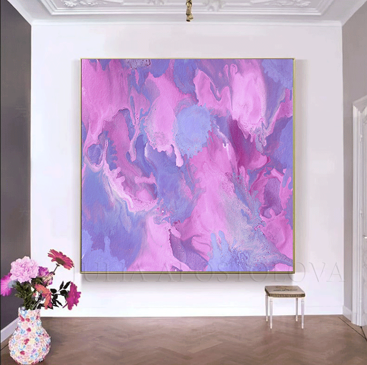 Lilac Pink Wall Art Large Abstract Canvas Print Romantic Painting ...