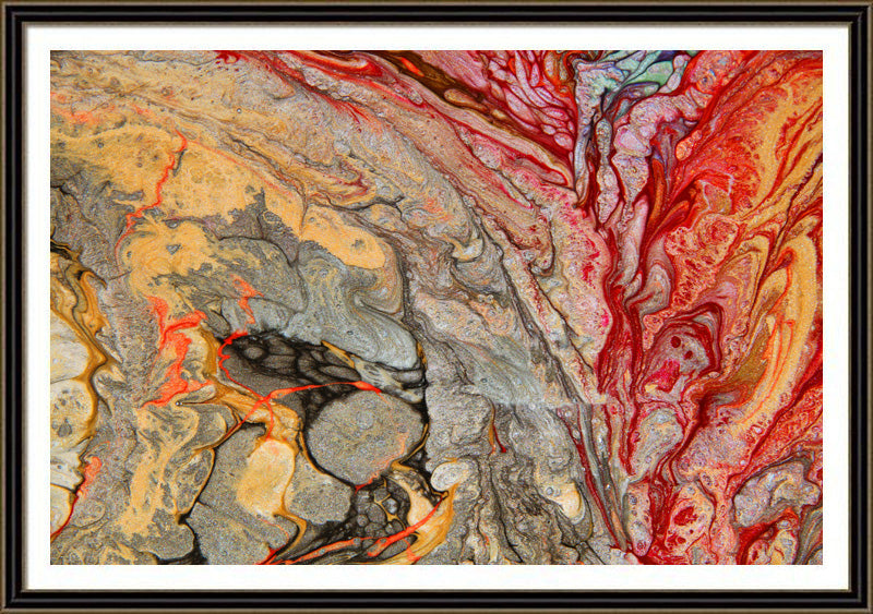 Red Gold Wall Art Colorful Abstract Canvas, Large Painting