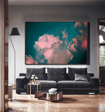 Celestial Pink Clouds, Teal Pink Wall Art, Cloud Painting Canvas Print, Large Modern Cloud Art, Trend Decor, Celestial Art, Interior Decor, Julia Apostolova, Dreamy Wall Art, Dream Art, luxury decor, art above bed art, airbnb decor, oil painting, abstract wall art, abstract print, abstract painting, abstract cloudscape, abstract clouds, interior decor, huge wall art canvas, huge wall art, teal wall art, teal home decor, teal abstract, stretched canvas, abstract clouds, abstract cloud wall art