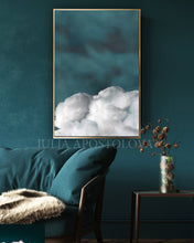 Cloud Wall Art, Cumulus Canvas, Minimalist Abstract Cloud Painting, Nordic Art Print, Trendy Decor, Dreamy Decor, Julia Apostolova, Minimalist Painting, Abstract Cloudscape, Teal Wall Art, Decor, Interior, Bedroom, Livingroom, Office decor, Hotel Lobby, Interior Designer, Modern Art, Nordic Wall Art, Scandinavian Art
