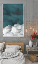 Cloud Wall Art, Cumulus Canvas, Minimalist Abstract Cloud Painting, Nordic Art Print, Trendy Decor, Dreamy Decor, Julia Apostolova, Minimalist Painting, Abstract Cloudscape, Teal Wall Art, Decor, Interior, Bedroom, Livingroom, Office decor, Hotel Lobby, Interior Designer, Nordic Wall Art, Scandinavian Art