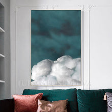 Cloud Wall Art, Cumulus Canvas, Minimalist Abstract Cloud Painting, Nordic Art Print, Trendy Decor, Dreamy Decor, Julia Apostolova, Minimalist Painting, Abstract Cloudscape, Teal Wall Art, Decor, Interior, Bedroom, Livingroom, Office decor, Hotel Lobby, Interior Designer, Modern Art, Nordic Wall Art, Scandinavian Art