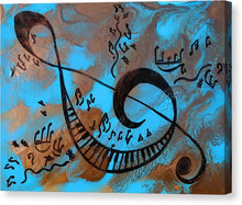 Blue Musical Painting, Canvas Print with Sol Key, Piano, Music Notes, Gift for Him and Music Lovers Abstract Painting, Julia Apostolova,  with Musical Notes, Canvas Wall Art Print, Music Gift, Modern Decor, Gift for Music Lovers, gift for musician, sol key painting, abstract notes