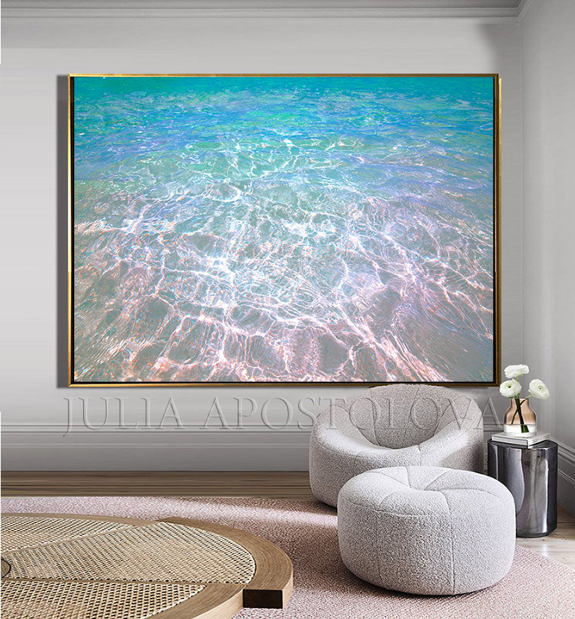 Abstract Seascape Painting, Ocean Painting, Gallery Wall Art, Framed Original Canvas Painting, Coastal shops Wall Art, Abstract Painting, 12x15