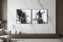 Black and White Paintings,Abstract Watercolor Set of 2 Canvas Art 'Arctic Land' by Julia Apostolova