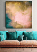 Neutral Canvas Abstract nebula wall art Celestial Painting, Soft ethereal colors Trend Wall Decor