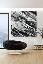 Modern Black White Abstract Painting, Canvas Print Large Wall Art Contemporary Art, Julia Apostolova