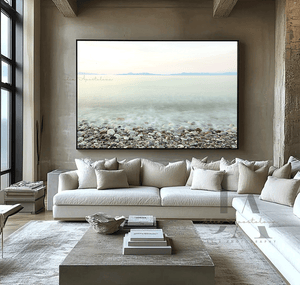 Long Exposure Photography, Coastal Print, Minimalist Wall Art, Pebble Beach Peaceful Waters, Zen Art