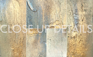 Close-up of textured abstract painting with 'CLOSE UP DETAILS' text overlay