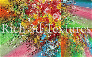 Close-up of 'Rainbow Soul' sculptured abstract painting showing pink-red, sage green, yellow, orange, blue-turquoise colors, and rich 3d textures, showcasing boho and wabi sabi vibes.