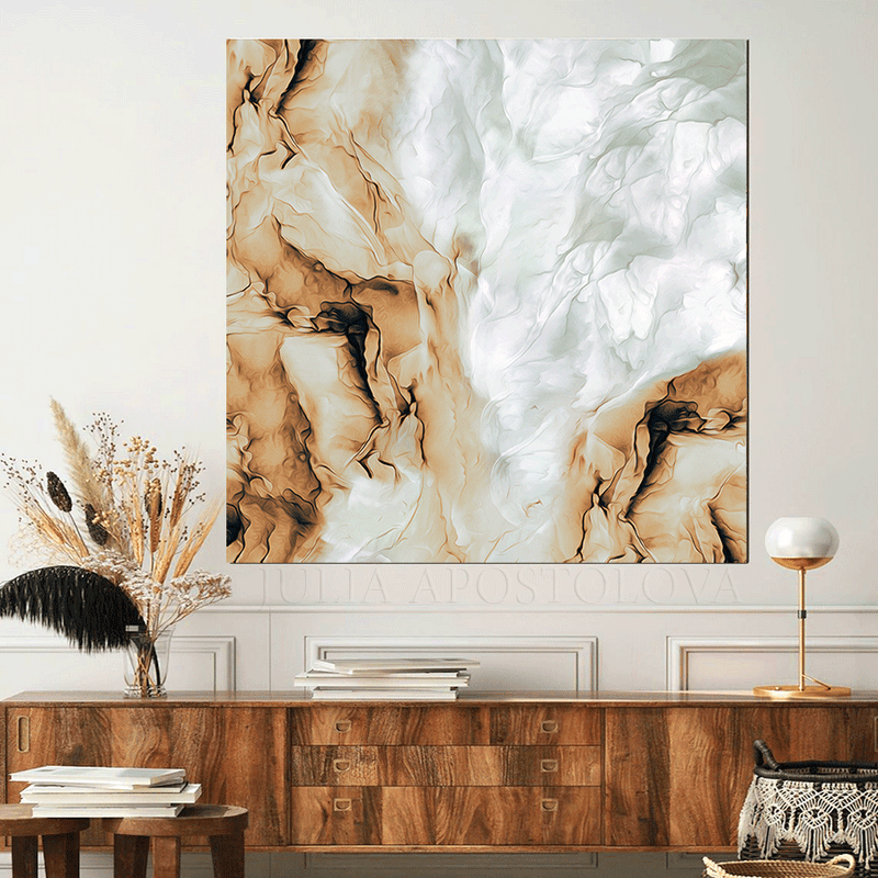 Neutral Painting Japandi Earth Wall Art Canvas Print Autumn