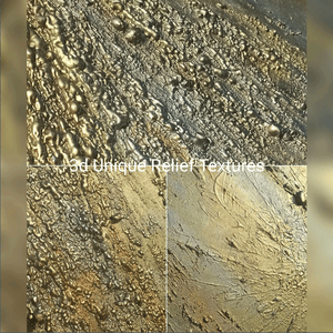 Close Up details of Gold Silver 3d Wall Art. Original Sculptured Relief Painting,  Wabi Sabi Wall Art by artist Julia Apostolova