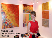 Julia Apostolova, artist, fine artist, painter, abstract art, abstract artist, exhibition, dubai, world art dubai
