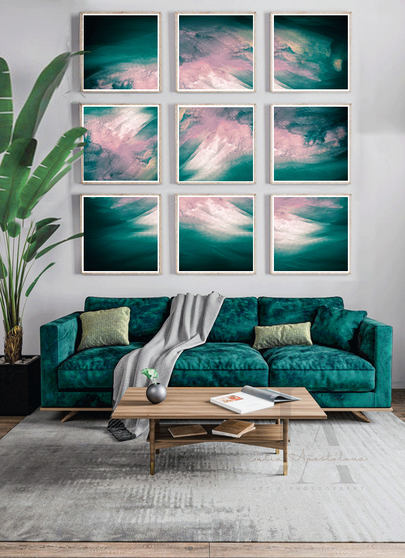 Set of 2 Prints, Abstract Print Set, Large Teal Abstract, Turquoise, Set of 2 Art, popular Large Abstract Wall Art, Large Teal Wall Art, Giclee